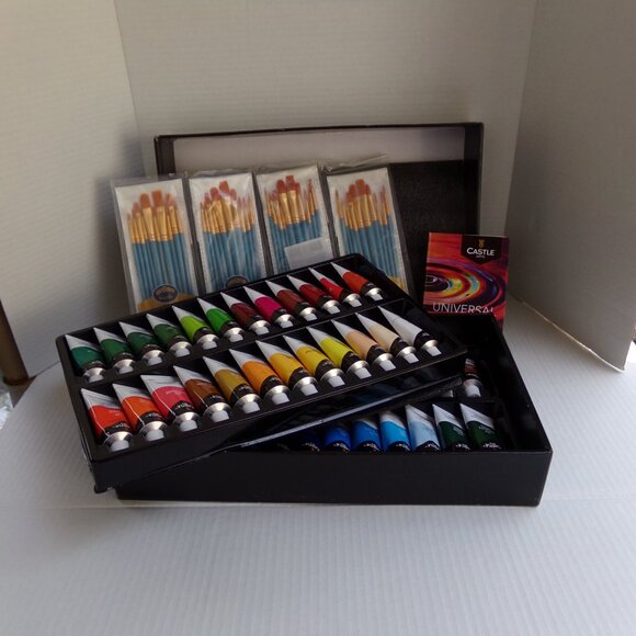 Castle Arts 48 Premium Quality Acrylic Paint And Brushes - Picture 12 of 16